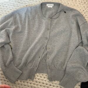 Lovers + Friends Light Gray Button-Up Cardigan NWT